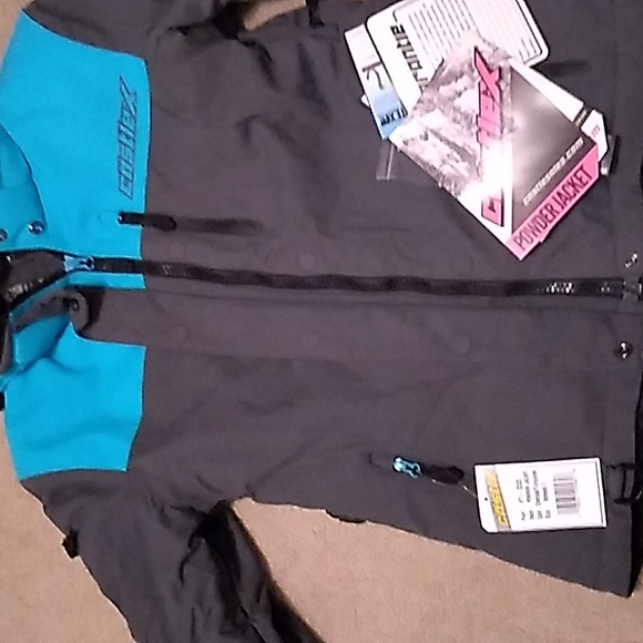 Women's NWT CastleX winter snowmobile jacket grey/bright teal size S PRICE FIRM - Picture 11 of 16